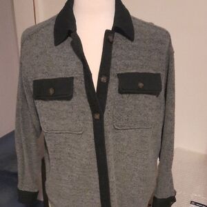 Womens fleece and denim shacket